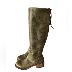 Corral Western Green Bronze Shimmery color Knee-high Tie Back Side Zip Boots 8M